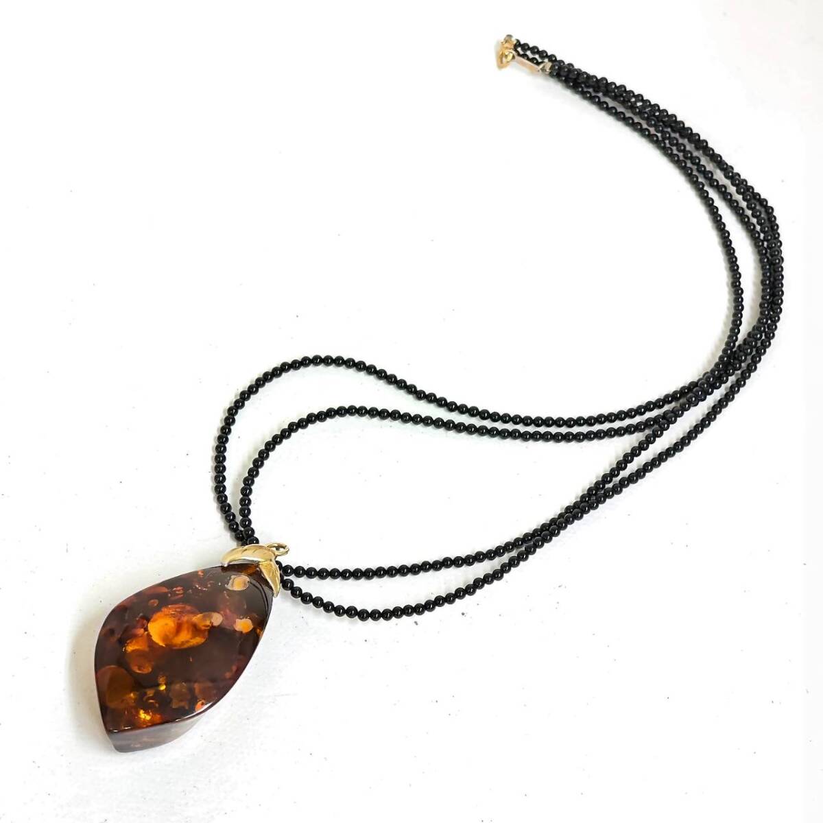 【TK0305③？】留め具 K18 / トップK18刻印 琥珀付 ネックレス 1点 琥珀 アクセサリー アンティーク レトロ コレクション