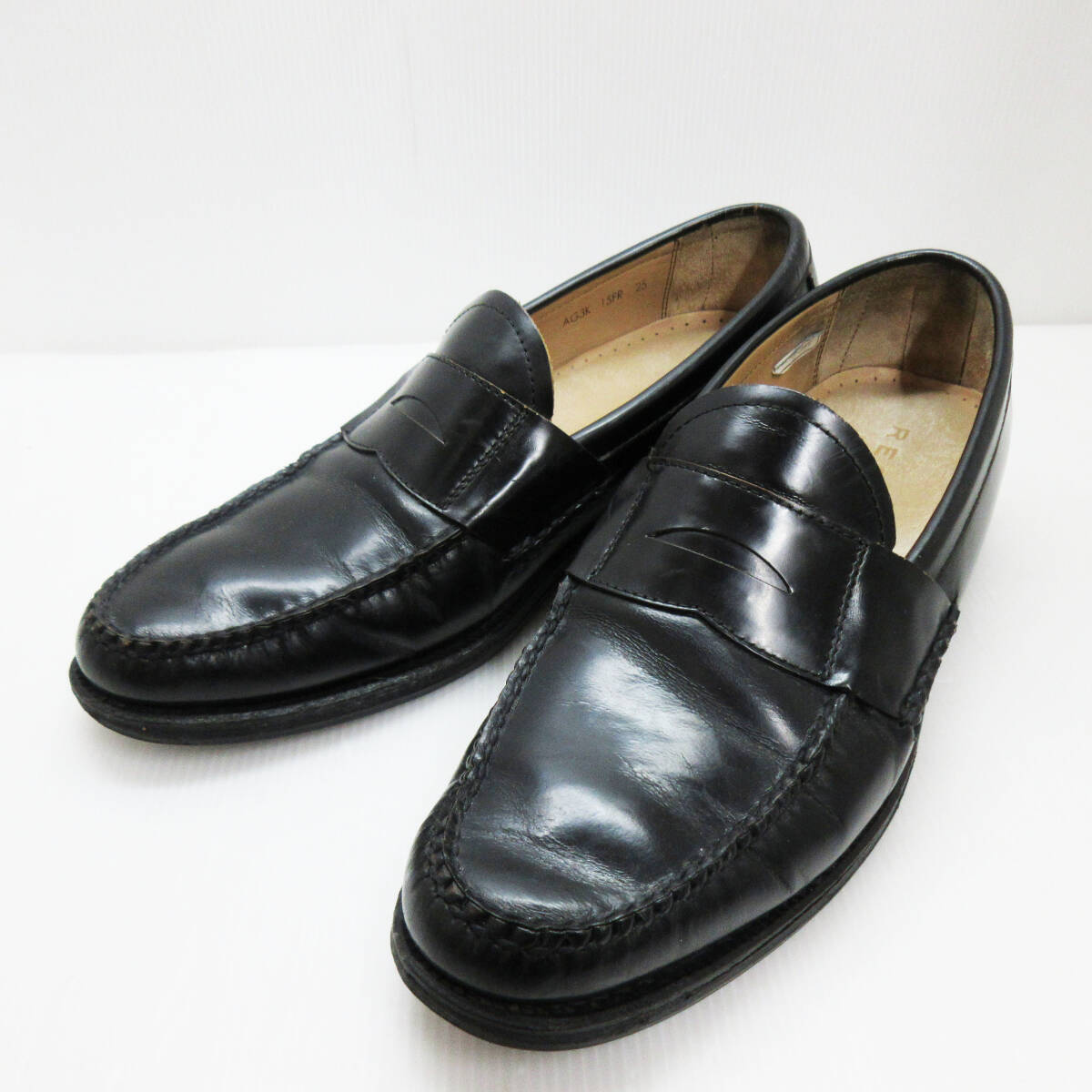kkm5749 コインローファー REGAL/リーガル AG3K 15FR ブラック 25ｃｍ 革靴 ビジネスシューズ レザーシューズ