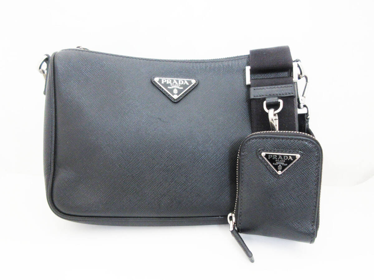 v03017 プラダ サフィアーノ ショルダーバッグ PRADA SAFFIANO TRAVEL 2VH113 斜め掛け クラッチバッグ トライアングル ポーチ付き