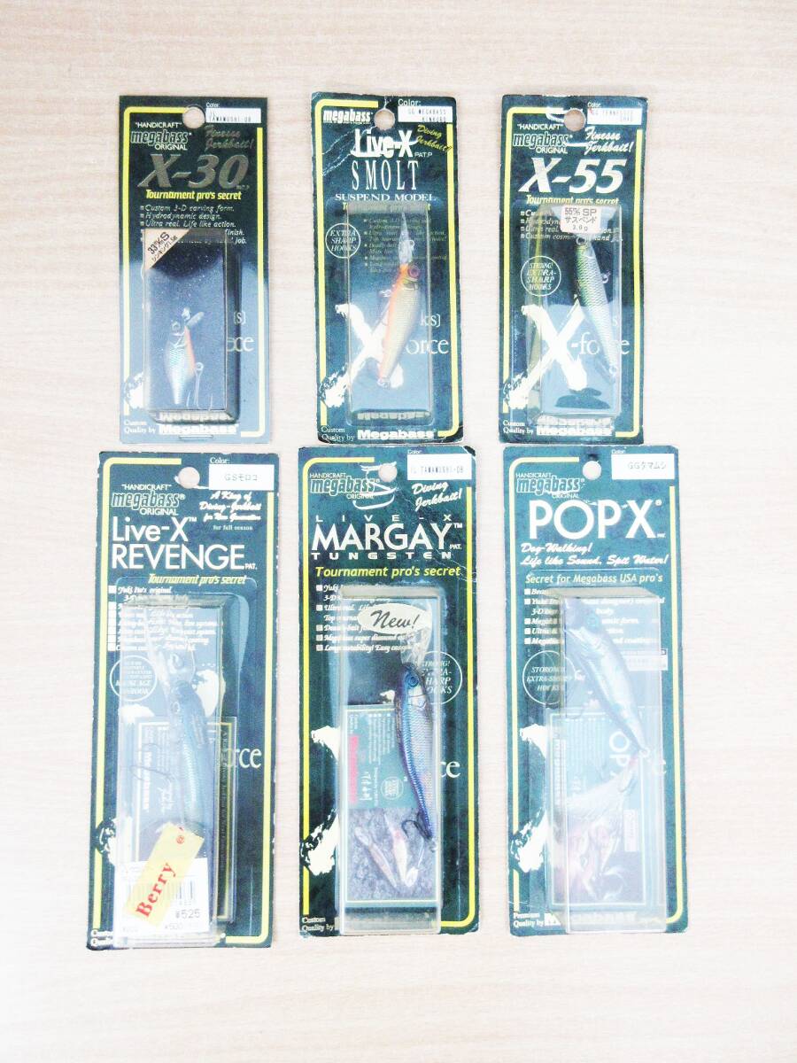 kkm10625 Megabass メガバス ルアー ハードベイト ヴィンテージ まとめ 6点 X-30 Live-X SMOLT X-55 Live-X REVENGE MARGAY TUNGSTEN POPX