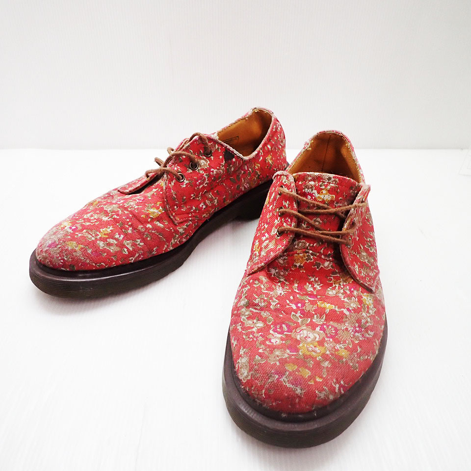 kkm5740 3ホールシューズ Dr.Martens/ドクターマーチン 花柄 レッド フラワー UK6 25.0cm ローカット キャンバス