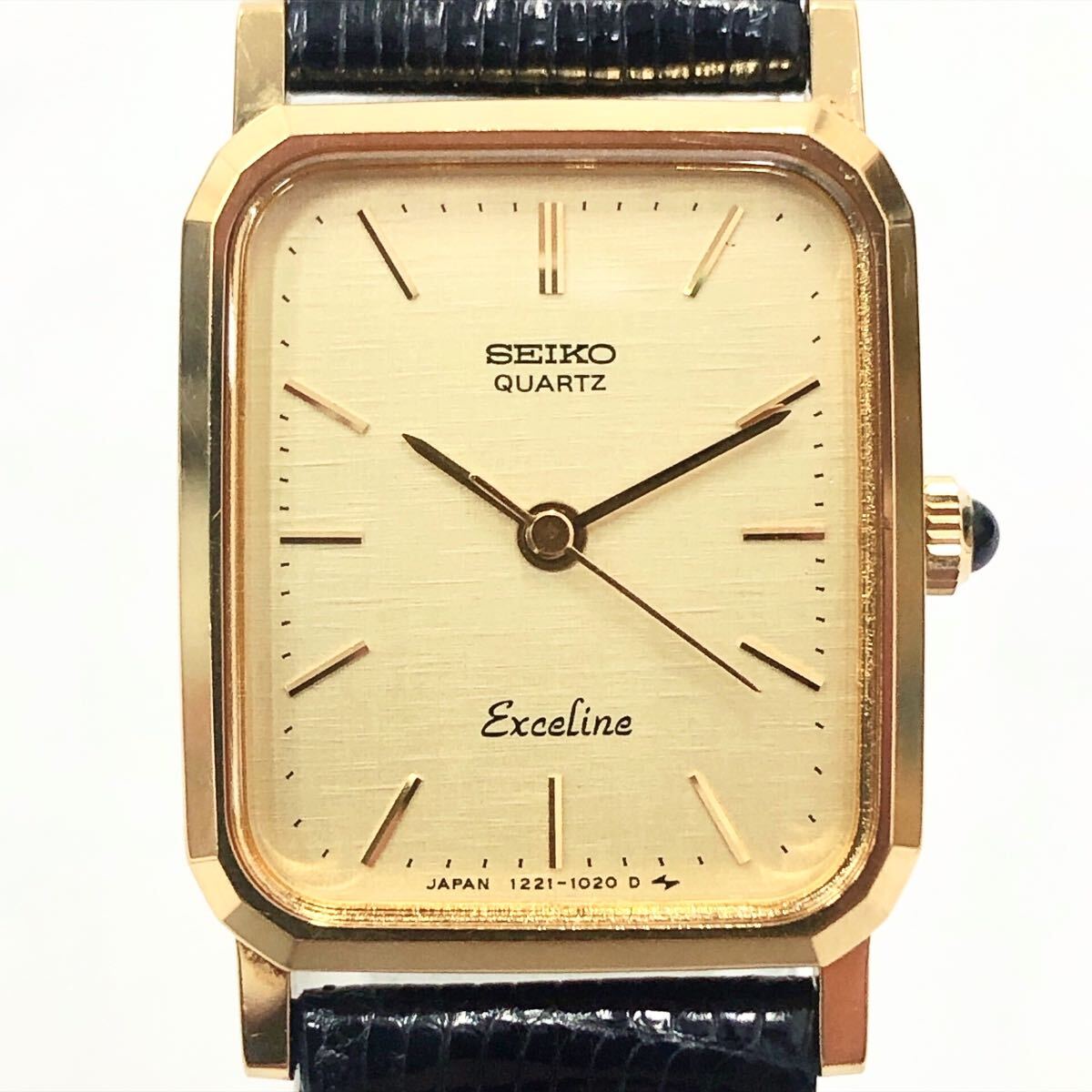1110221 SEIKO セイコー Exceline エクセリーヌ 1221-5720 ゴールド文字盤 スクエア クォーツ レディース 腕時計　ケース付き