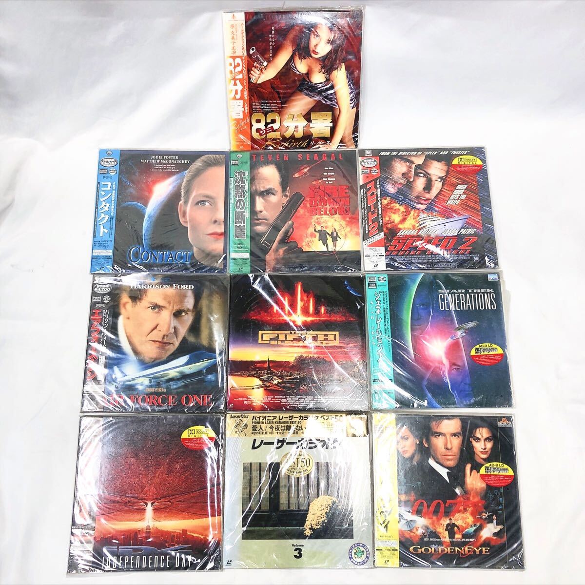3330221 LD レーザーディスク 洋画　邦画　カラオケ まとめて 10点セット/ワニ 82分署 原久美子/007/インデペンデンス・デイ/スピード2 他
