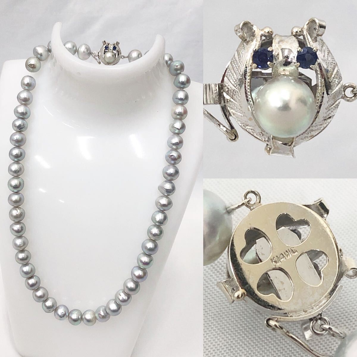 3330221 K14WG 本真珠 パール バロックパール/ネックレス パール直径約9〜9.7mm 51.4g 全長約42cm アクセサリー