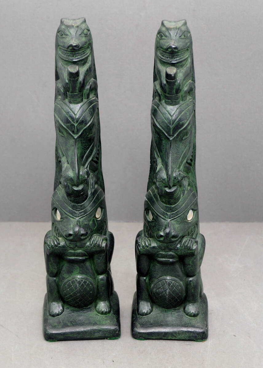 ビンテージ　GREG WOLF/トーテムポール　置物　ペア