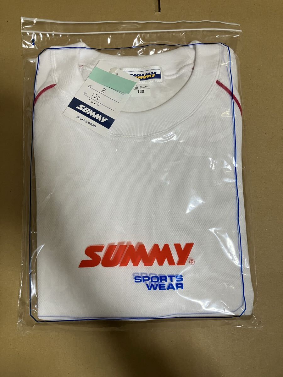 未使用 未着用 サミー SUMMY 白 ホワイト ピンクライン Tシャツ 半袖 体操着 体操服 ジャージ 130サイズ [ tm65