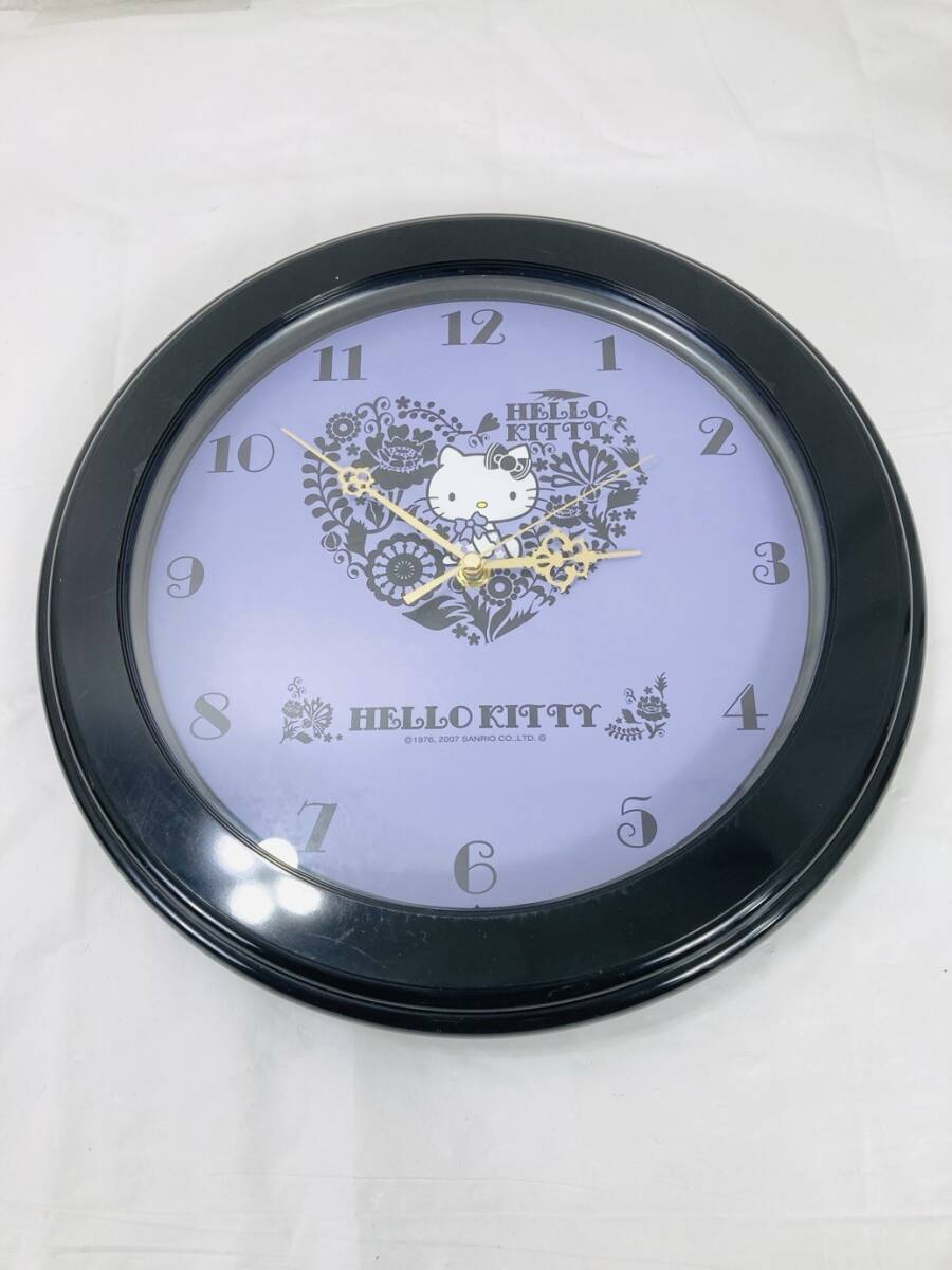 サンリオ ハローキティ 掛時計 ハート パープル ブラック 2007年 サイズ約33cm HJ-260228010