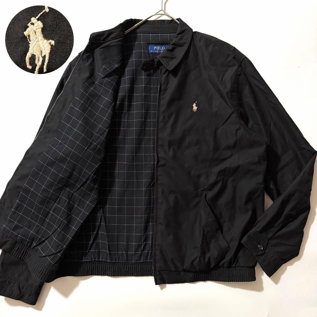 POLO RALPH LAUREN ポロラルフローレン スウィングトップ ハリントンジャケット ジップ ブルゾン チンスト ポニー ブラック 裏地 チェック