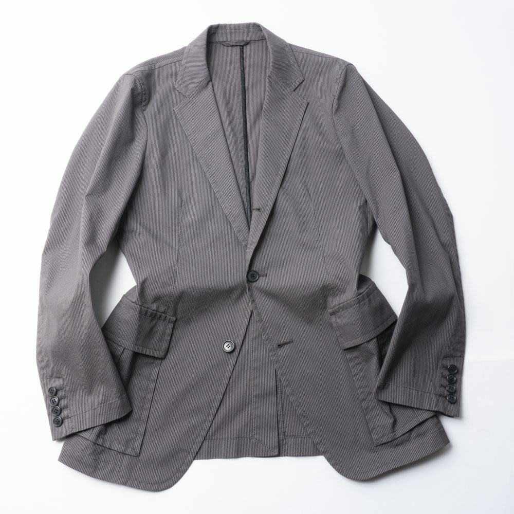 三陽商会『EZ BY ZEGNA』春夏テーラードジャケット Lサイズ グレー 裏地なし ゼニア メンズ 管理364