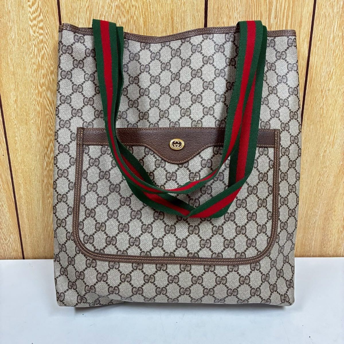 GUCCI グッチ GGスプリーム シェリーライン トートバッグ 39.02.003 ブラウン PVC/レザー　 GG柄 ブラウン 