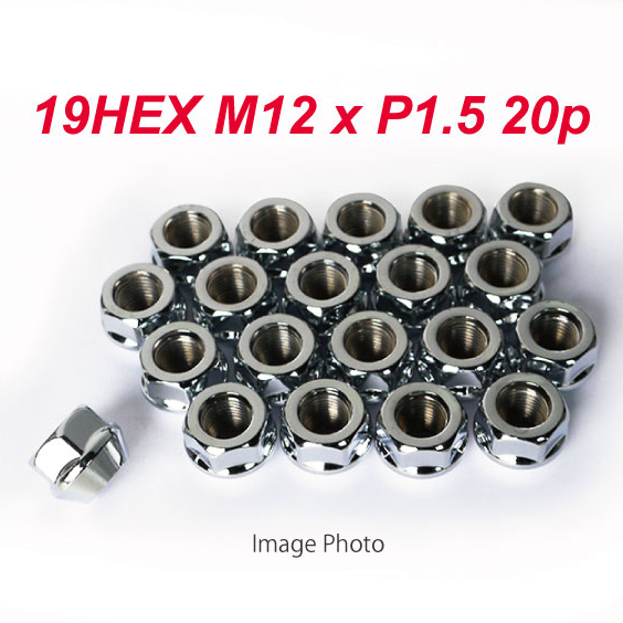 特価 貫通ナット 19HEX M12 P1.5 60°テーパー座 5穴用 20個 メッキ ホイールナット /ホンダ トヨタ ダイハツ マツダ 三菱 など