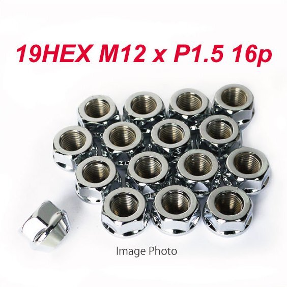 特価 4穴用 16個 19HEX M12xP1.5 60°テーパー座 貫通ナット ホンダ マツダ ダイハツ トヨタ 三菱 B-191-OC-16P