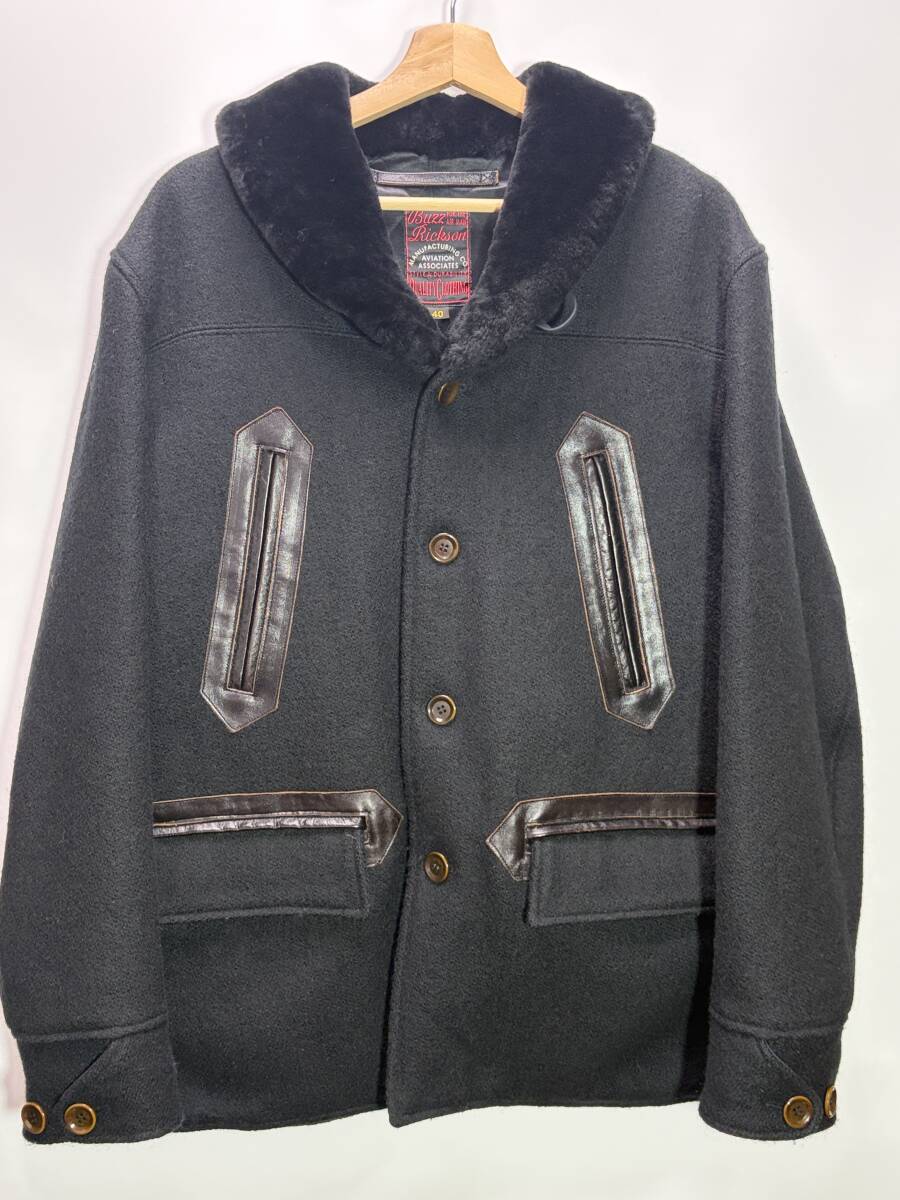 Buzz Rickson’s WOOL COASTGUARD COAT ウールコーストガードコート 40 ウール BLK BR13302 ムートン 馬革 ホースハイド カーコート