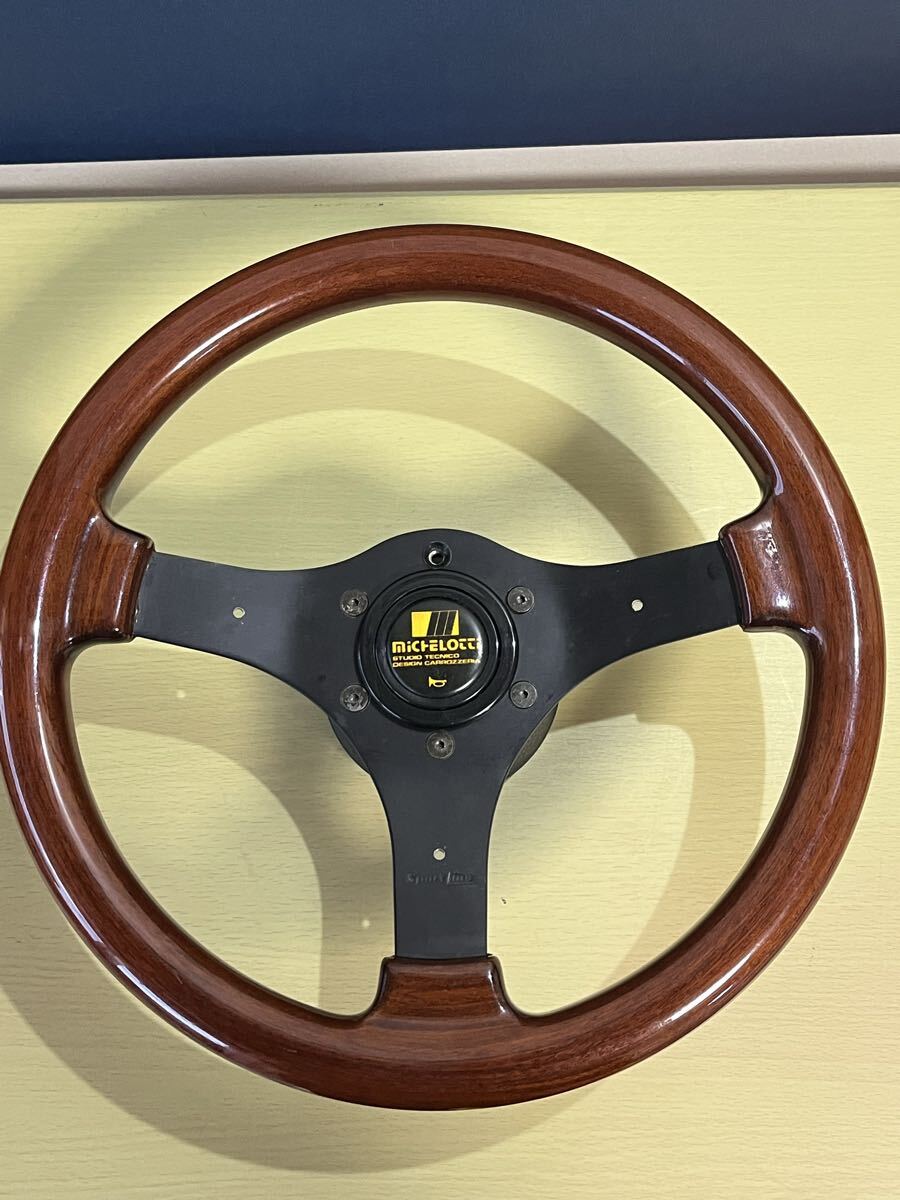 SPORT LINE ミケロッティ 31Φ ウッドステアリング ハンドル カー用品【中古現状】