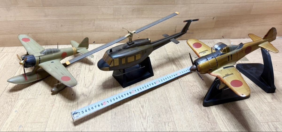 ウイングクラブ WING CLUB ヘリコプター ゼロ戦 木製ソリッド モデル 木製模型 戦闘機 等 大量 まとめて 3点 B2