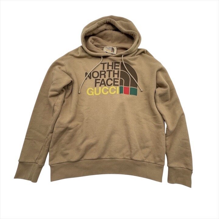 美品 GUCCI THE NORTH FACE グッチ ザ・ノースフェイス コラボ 21SS コレクション プルオーバー パーカー ブラウン ユニセックス h801