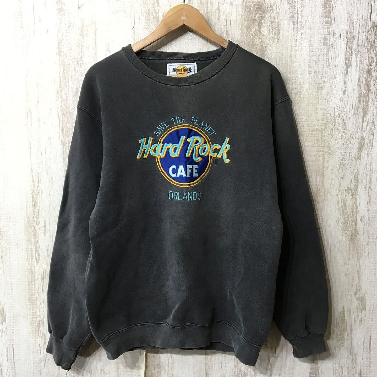 406☆【アメカジ ヴィンテージ フェード感 スウェットシャツ】Hard Rock CAFE ハードロックカフェ トレーナー S