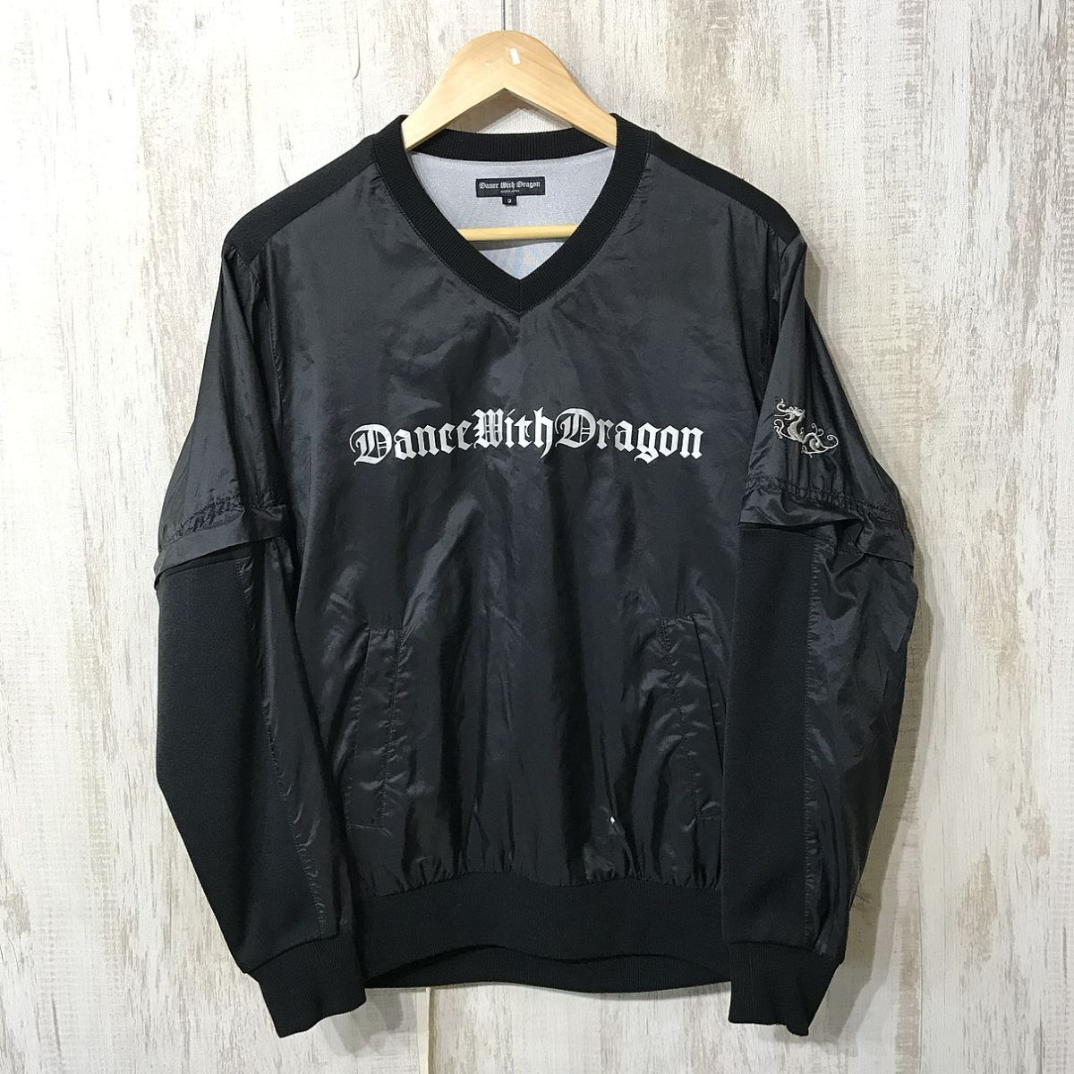 474☆【ゴルフウェア 2way スニード ピステ】Dance With Dragon ダンスウィズドラゴン ウィンドブレーカー 袖着脱可 黒 2