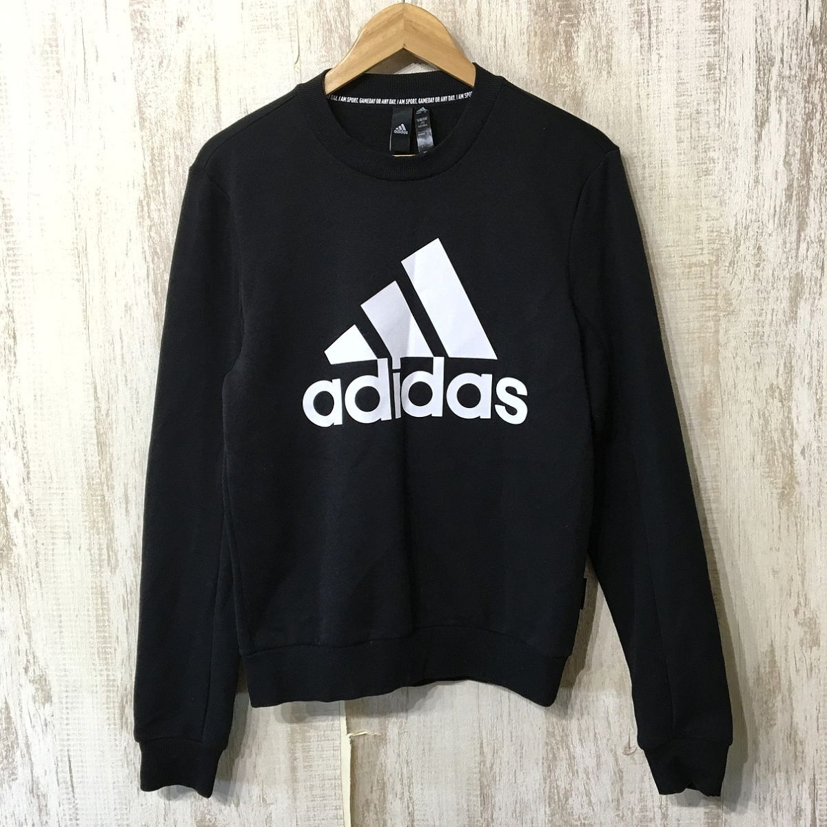 447☆【ビッグロゴ スウェットシャツ トレーナー】adidas アディダス 黒 S