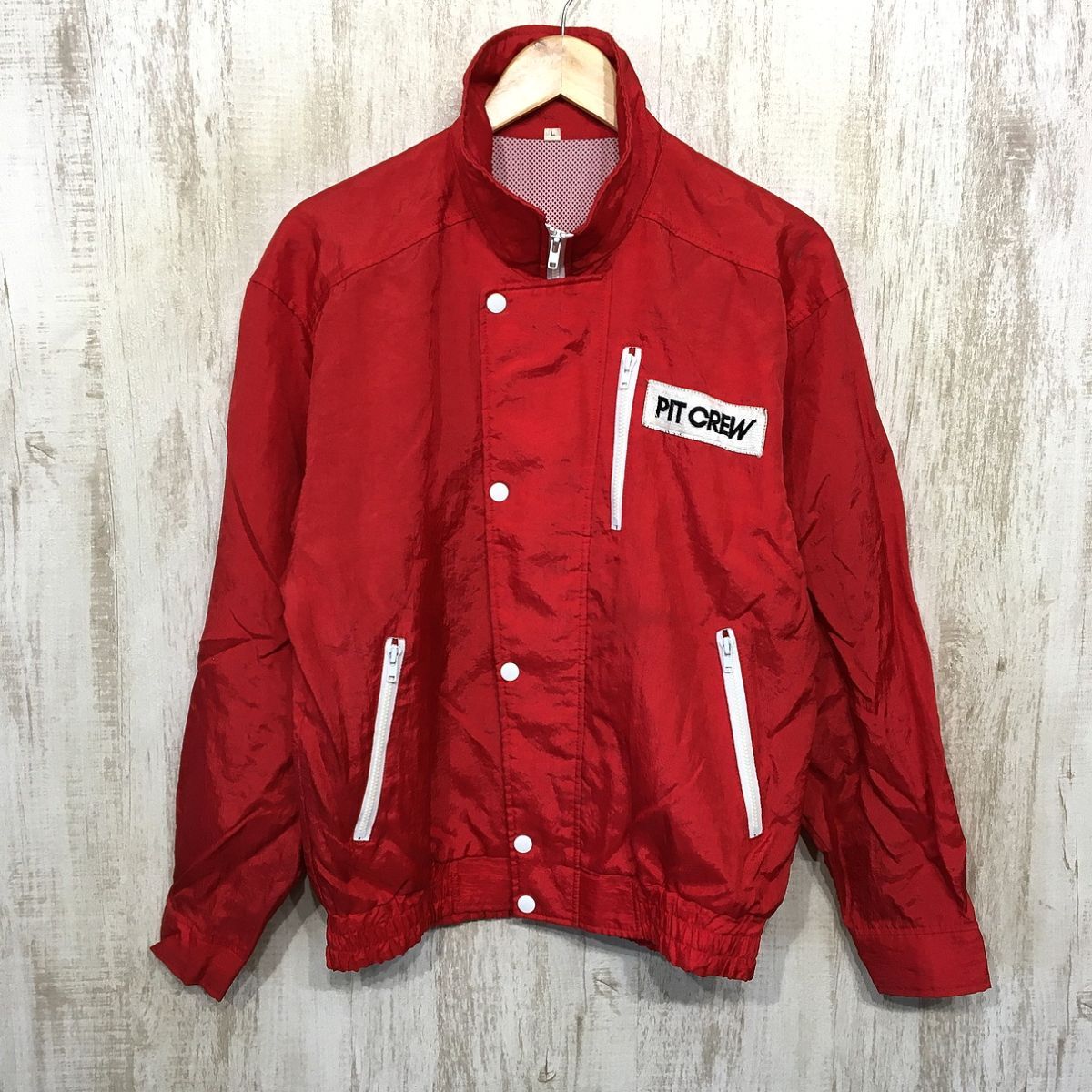 477☆【ヴィンテージ 古着 PIT CREVY ナイロンジャケット】赤 L