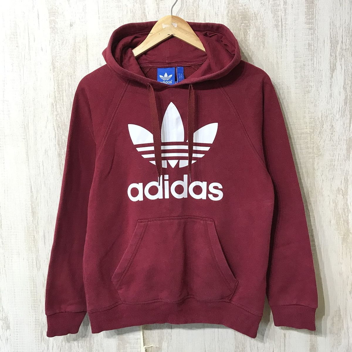 512☆【ビッグトレフォイルロゴ スウェットパーカー フーディー】adidas アディダス オリジナルス えんじ S