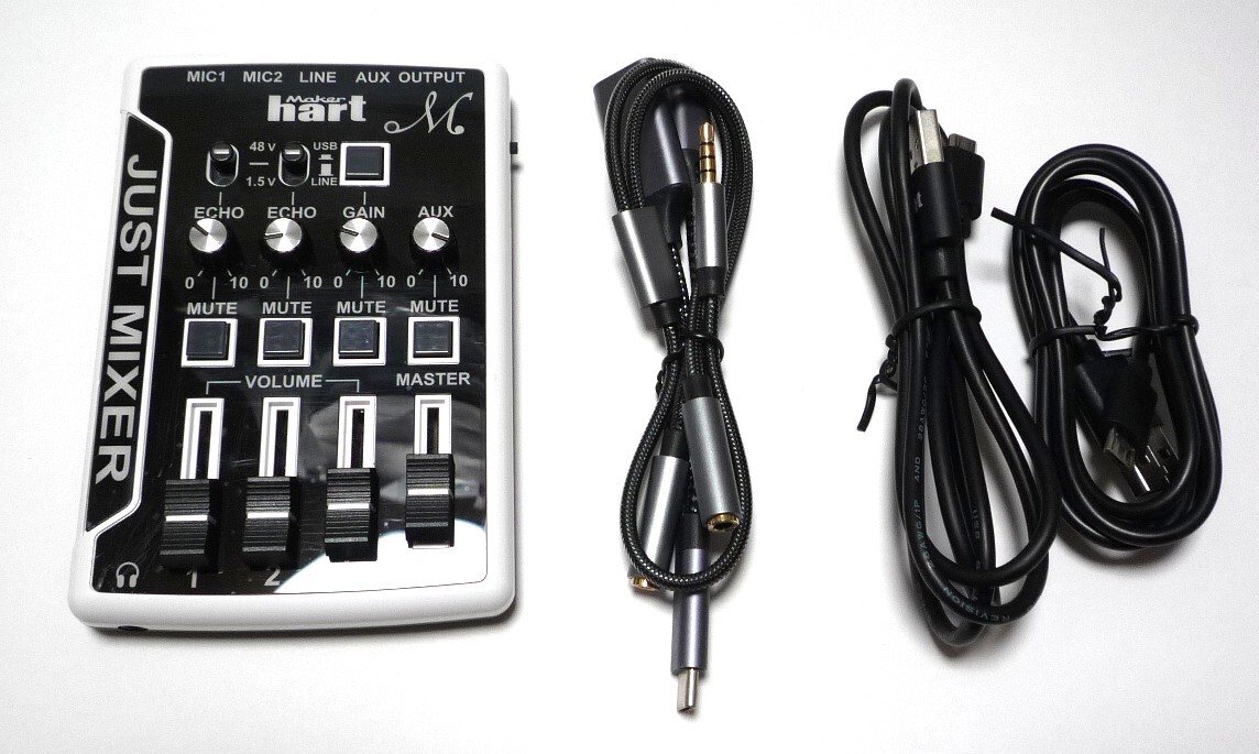 【現状品】　Maker hart Just Mixer M 4チャンネルマイクミキサー/USB オーディオ入力出力対応可能