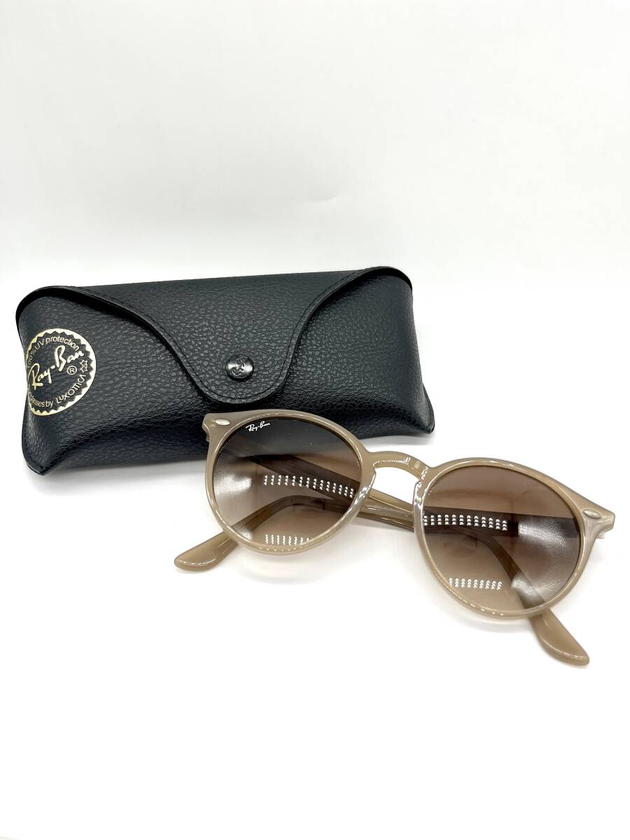 Ray-Ban レイバン サングラス ボストン型 RB2180 ライトブラウン ベージュ ケース付き