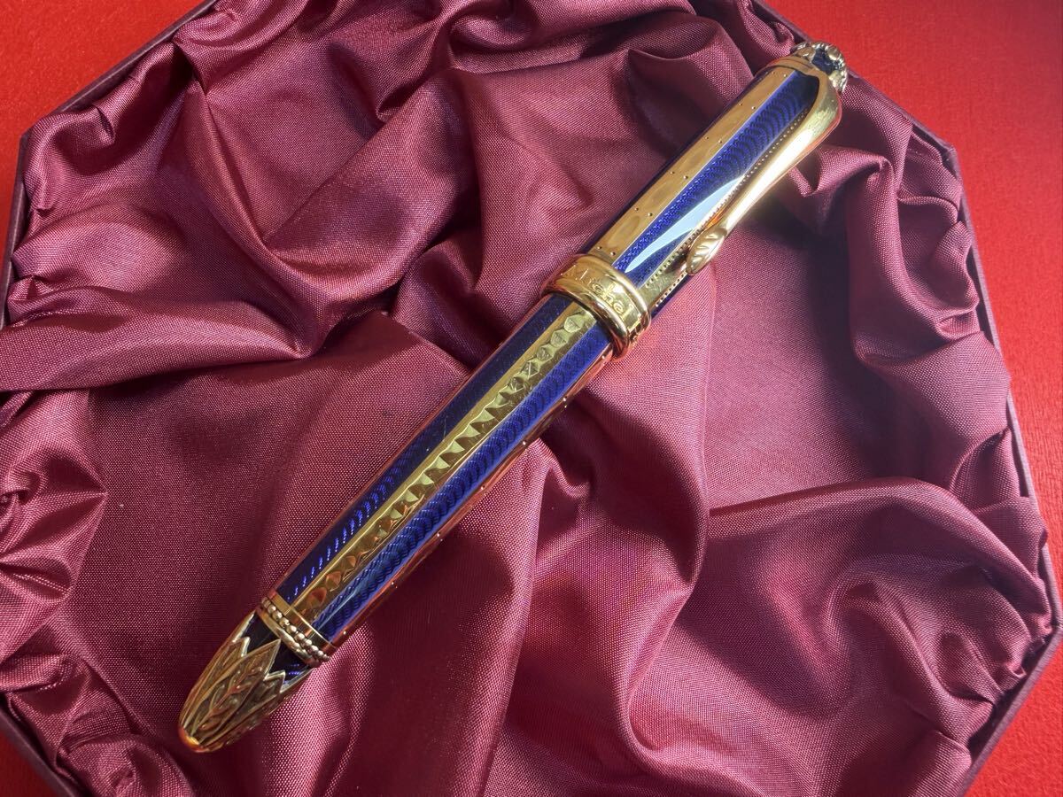 【J002】Michel Perchin ミシェル ペルシャン BLUE & GOLD RIBBED 4321本限定 LIMITED EDITION 万年筆