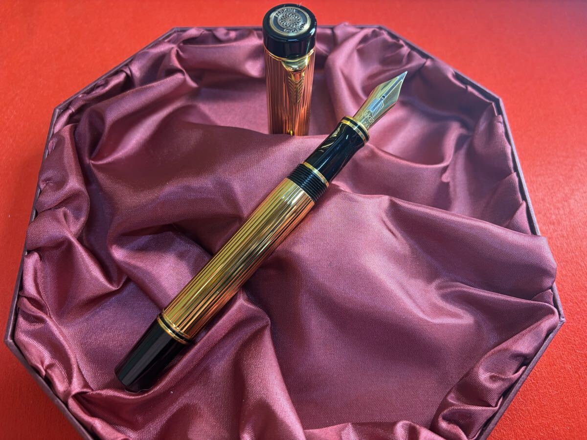 【J017】PARKER パーカー 万年筆 デュオフォールド ゴールドプレート インターナショナル 箱無し