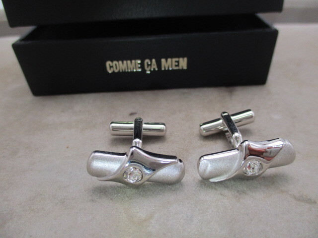 ★☆メンズアクセサリー　コムサメン　COMME CA MEN　カフス　キュービックジルコニア　美品☆★