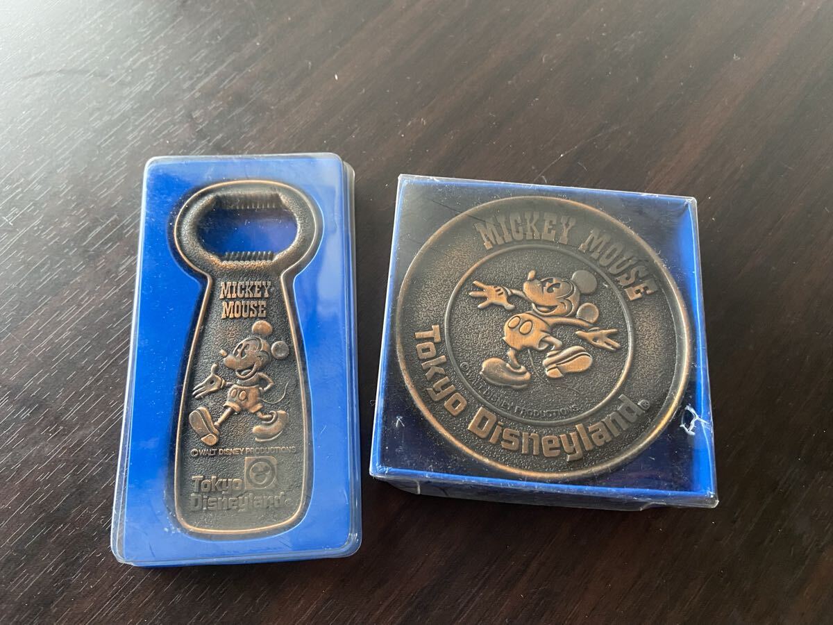65526‐2　ディズニーグッズ　コースター　栓抜き　ミッキーマウス　東京ディズニーランド　未使用　自宅保管品