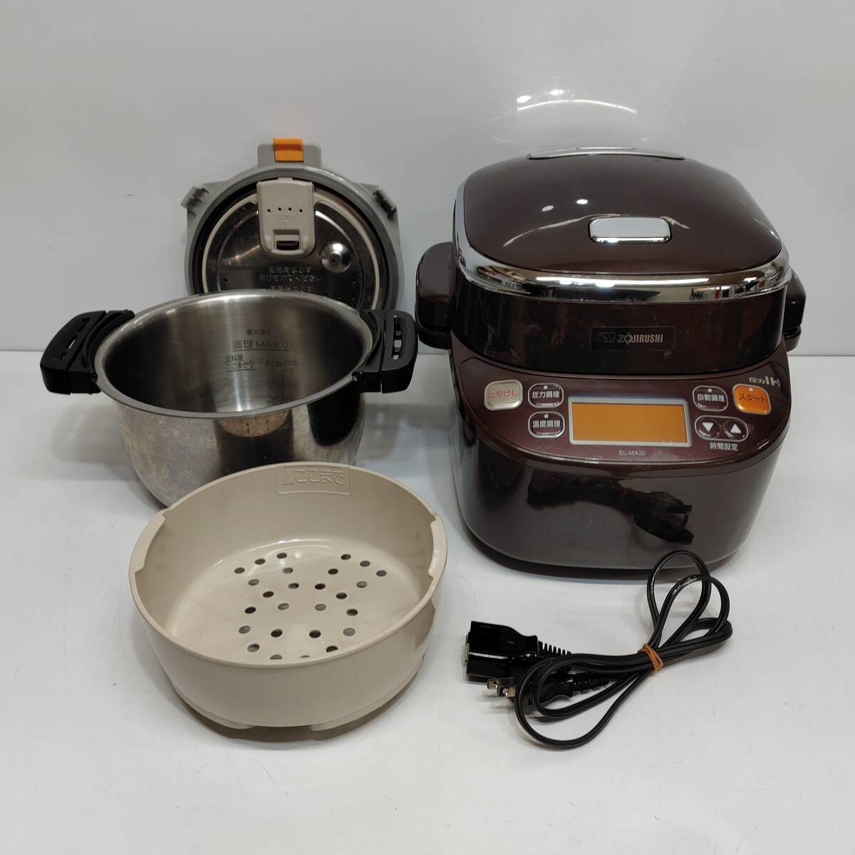 ●動作品 象印 EL-MA30 圧力IHなべ ZOJIRUSHI ブラウン 1.5L 家庭用 煮込み自慢 圧力調理 温度調理 L1797
