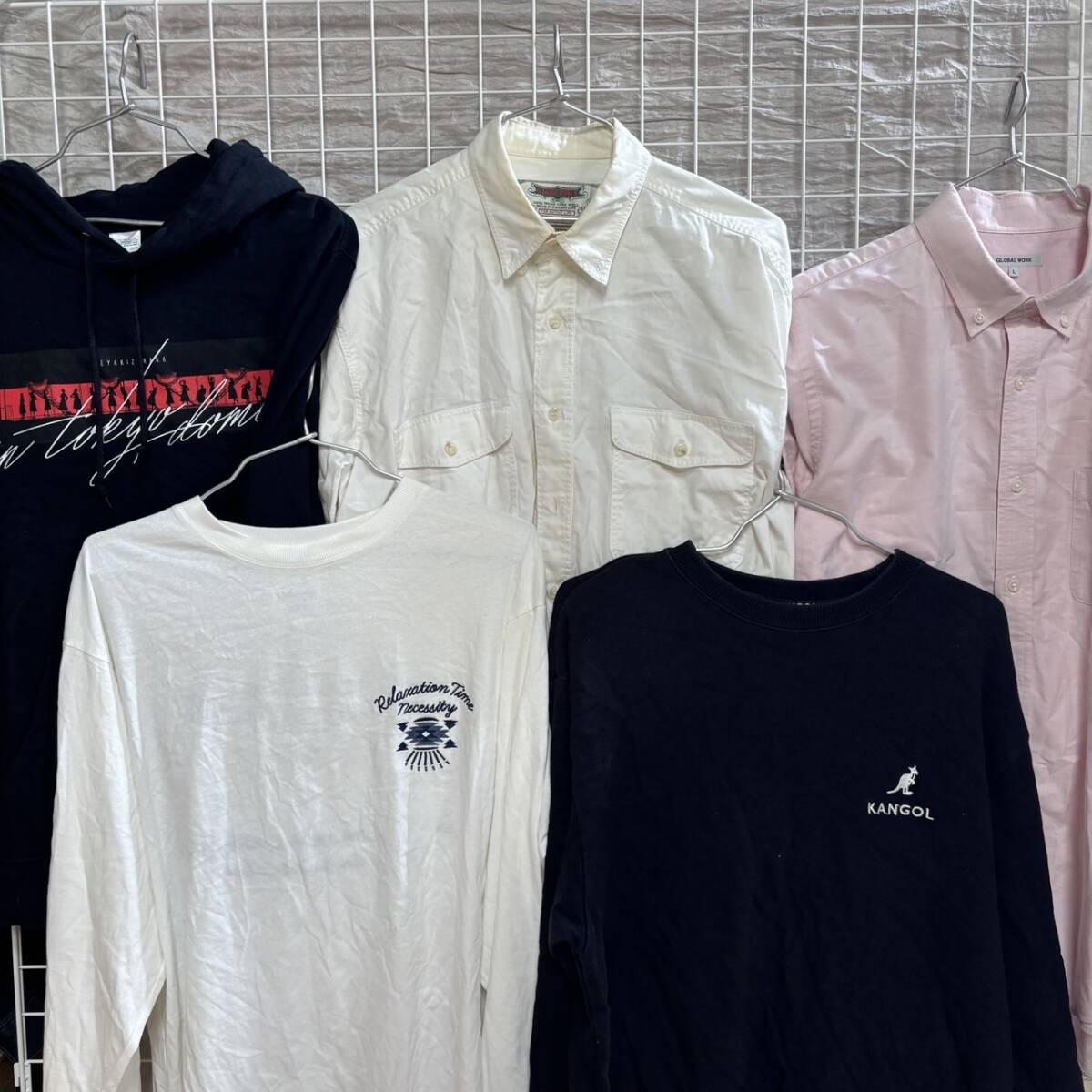 カンゴール 他 メンズ トップス KANGOL 5点まとめ売り Lサイズ相当 ロンT 長袖シャツ スウェットパーカー M6