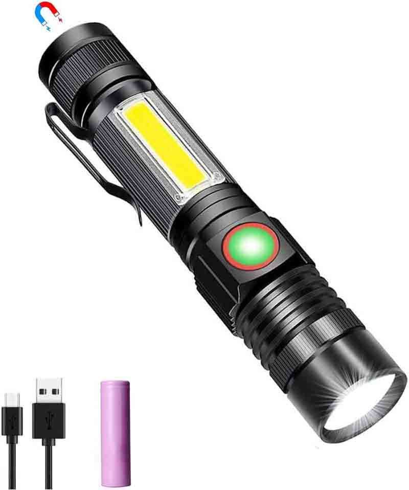 懐中電灯 充電式 ledライト 18650電池 ズーム式 1個 電池付き