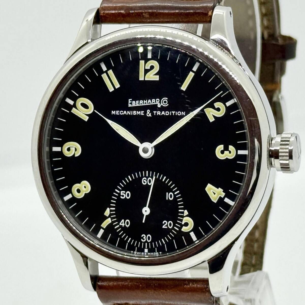EBERHARD&Co エベラール トラベルセトロ 328957 ブラック 手巻き メンズ 腕時計 21016