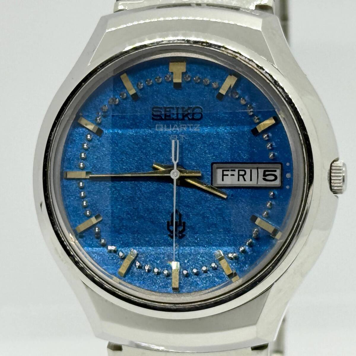SEIKO セイコー QUARTZ 3803-7061 ブルー QZ メンズ 現状品 カットガラス 腕時計