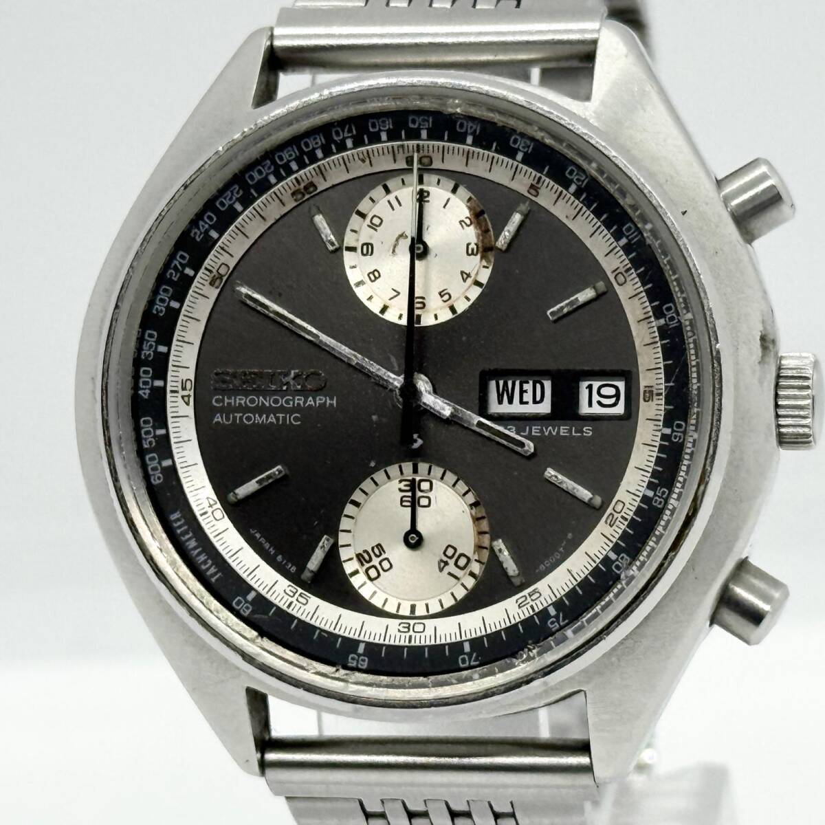SEIKO セイコー クロノグラフ 6138-8000 グレー AT メンズ 腕時計