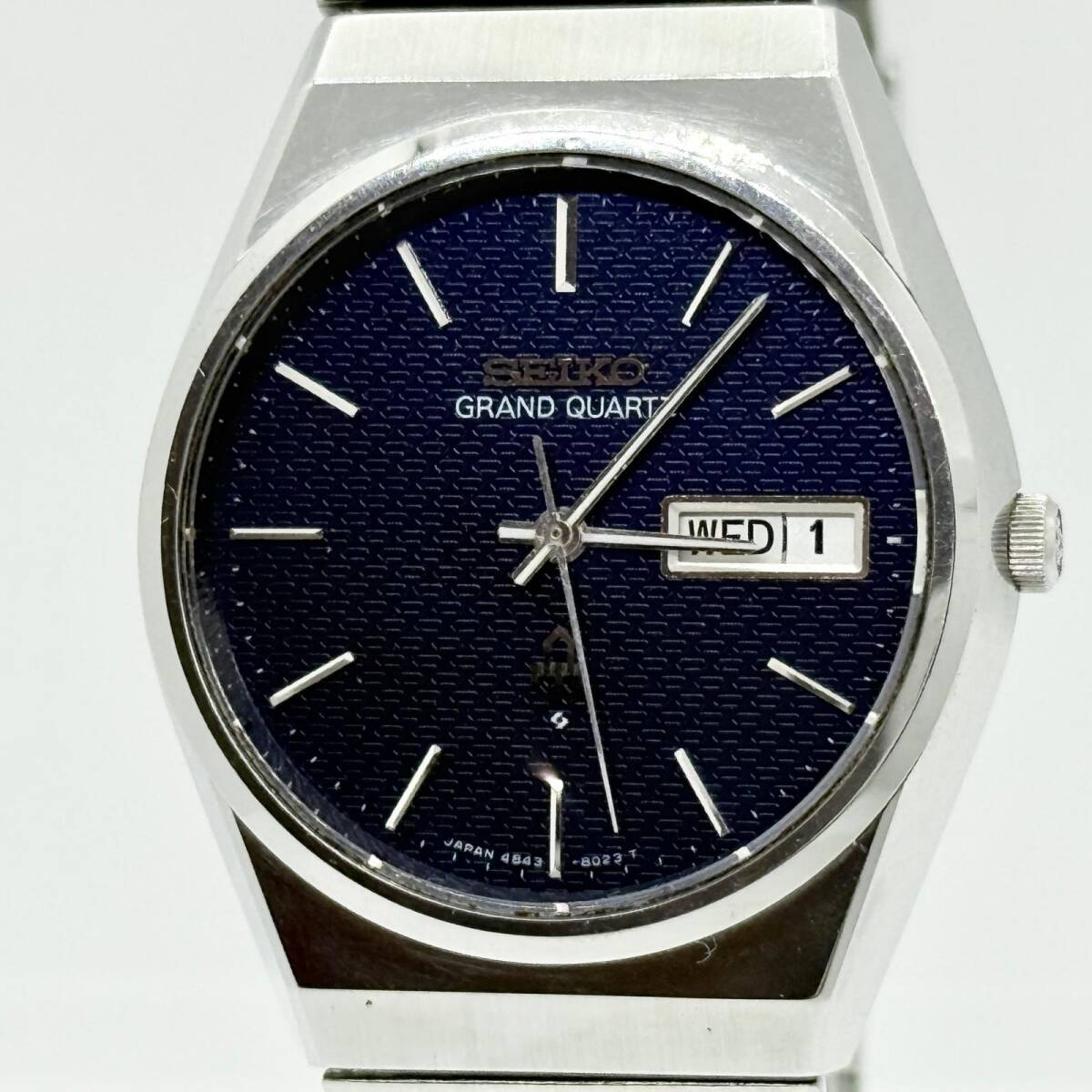 SEIKO セイコー GRAND QUARTZ グランドクォーツ 4843-8050 ネイビー QZ メンズ 腕時計 稼働品