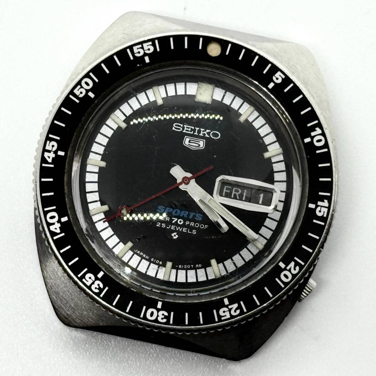 SEIKO セイコー 5スポーツ 6106-8120 ブラック AT メンズ 腕時計