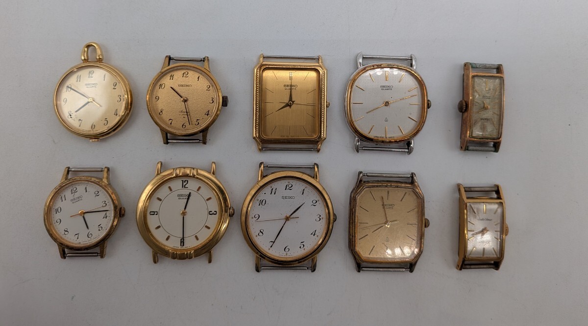 【1円スタート】SEIKO まとめ ヘッドのみ 10点 9521-5040 2620-5530 7N00-6130 5P31-6C90 等 セイコー ゴールド レトロ ※ 動作未確認 