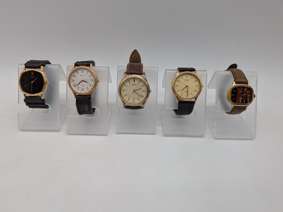 【1円スタート】SEIKO まとめ 5点 5931-5350 7N01-7140 11-4020 等 セイコー ゴールド ※ 動作未確認 革ベルト劣化 会社名刻印あり