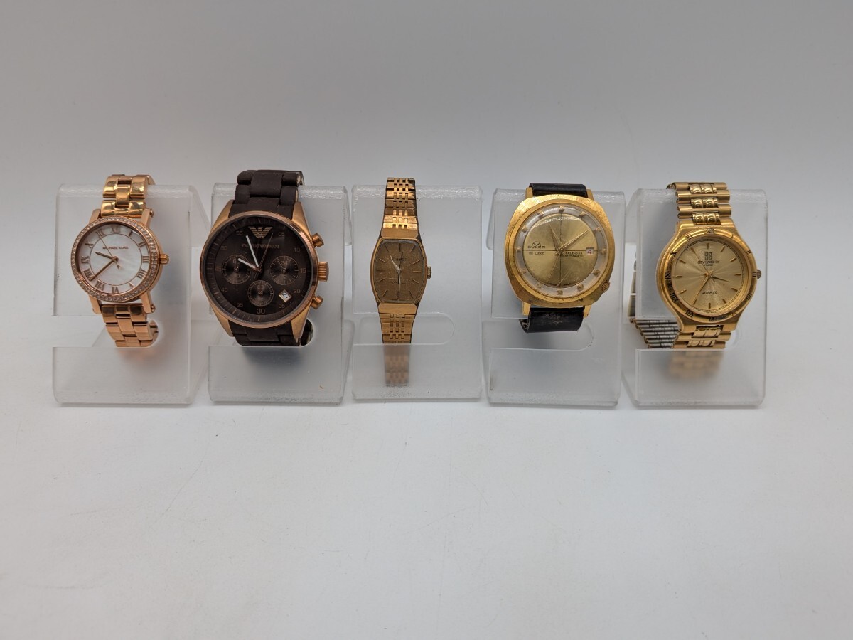 【1円スタート】ブランド時計 まとめ 5点 AR-5891 1307C 等 MICHAEL KORS EMPORIO ARMANI TISSOT BALER GIVENCHY ゴールド ※ 動作未確認