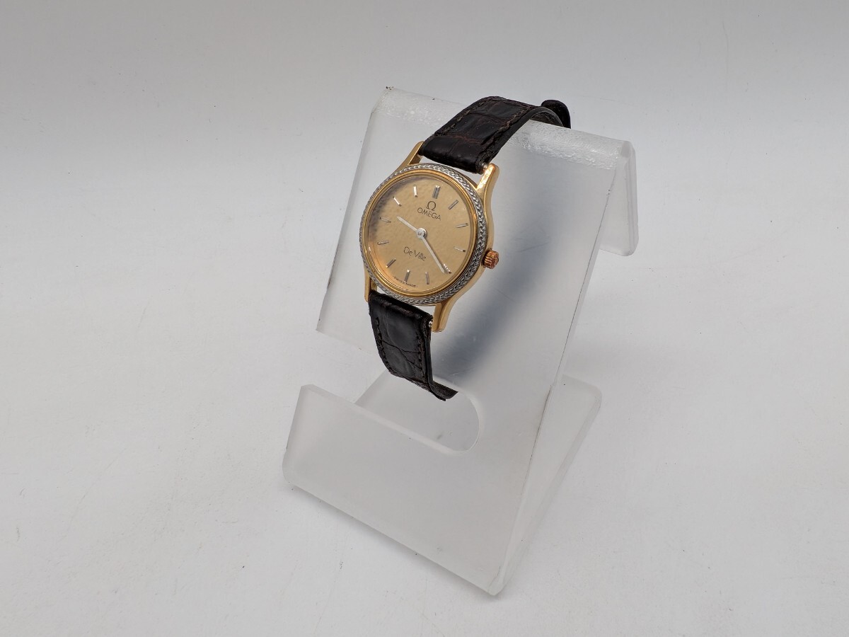 【1円スタート】 OMEGA DE VILLE 1375 オメガ デビル スクエア ゴールドカラー レディース アンティーク レトロ ※動作未確認