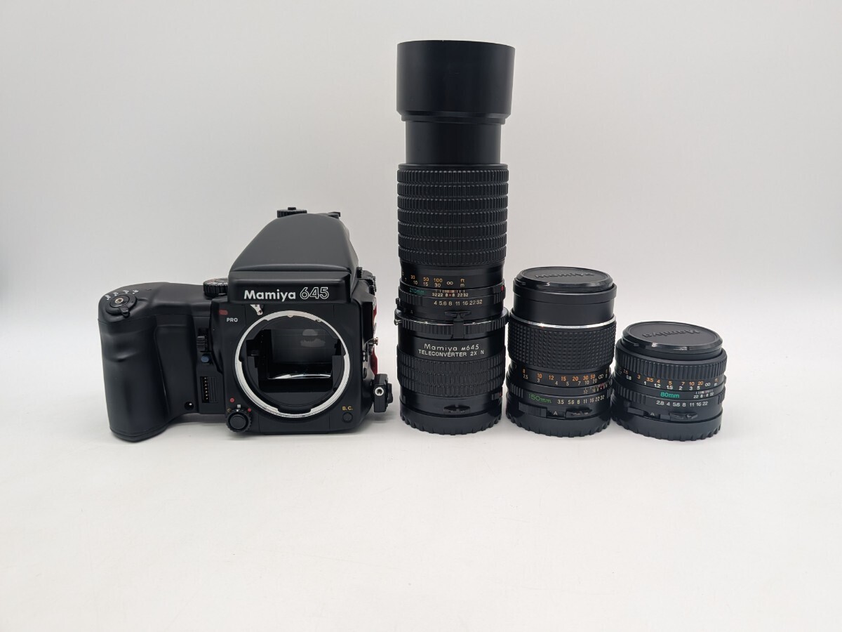 1円スタート MAMIYA 645 PRO MAMIYA-SEKOR C 210mm 1:4 MAMIYA-SEKOR C 1:3.5 f=150mm MAMIYA-SEKOR C 80mm 1:2.8 N セット ※動作未確認