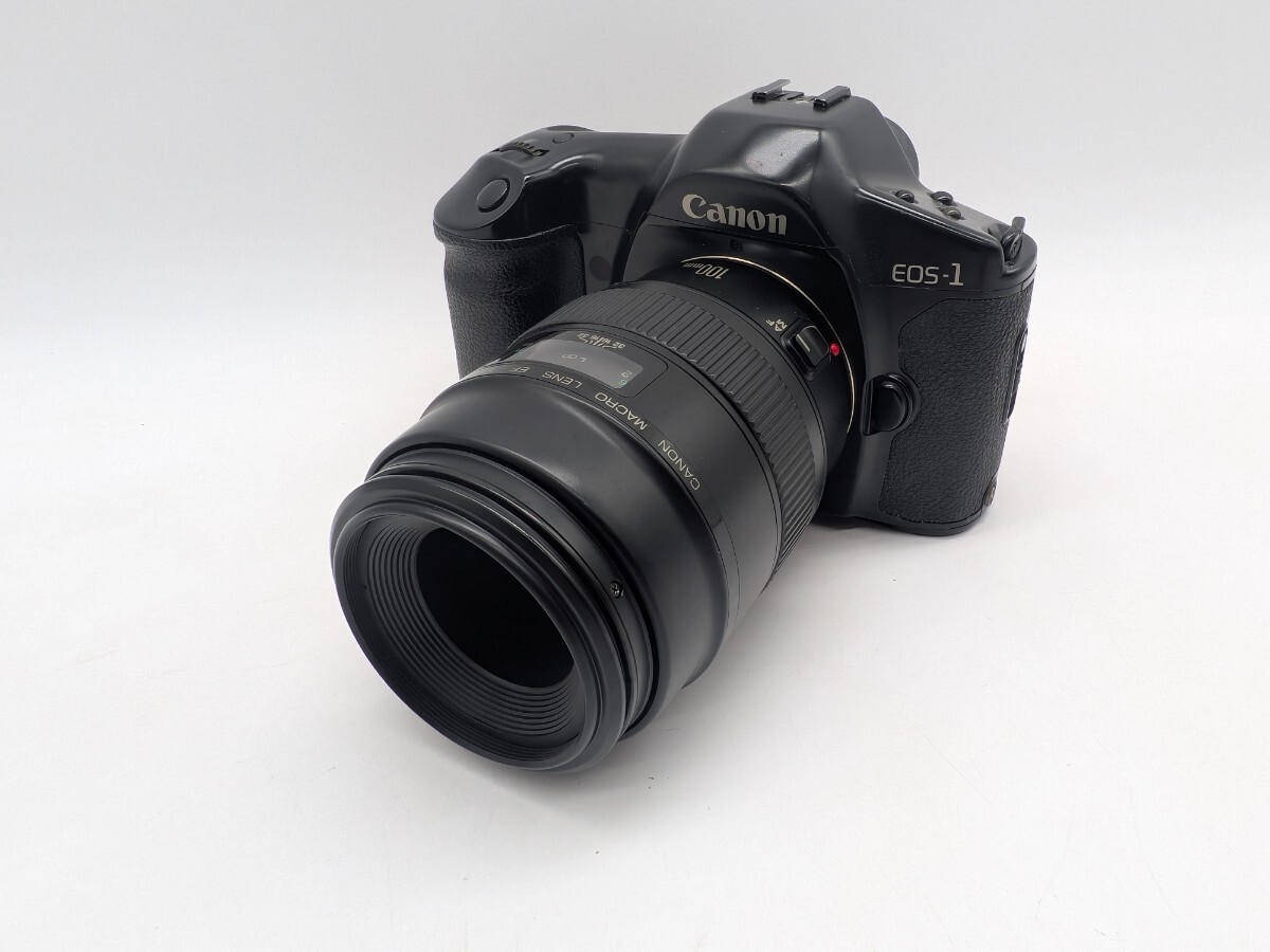 【1円スタート】 Canon EOS-1 レンズ CANON MACRO LENS EF 100mm 1:2.8 フィルム 一眼レフカメラ キヤノン キャノン ※ 動作未確認