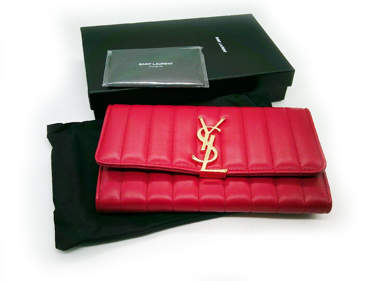 ■【美品】Saint Laurent イヴサンローラン 長財布 レザー レッド■/A