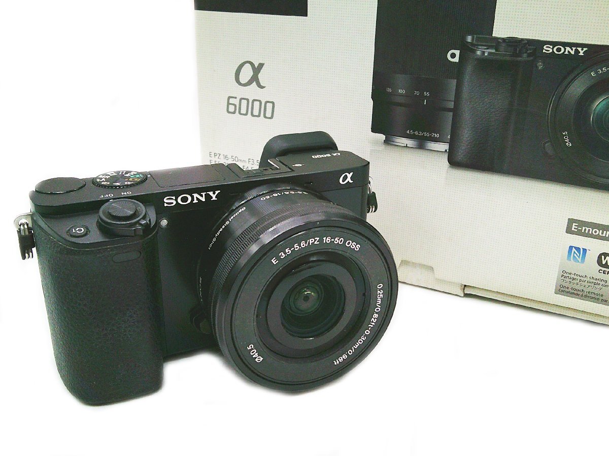 ★SONY ソニー ILCE-6000Y/B α6000 デジタル一眼カメラ ダブルズームレンズキット ブラック AF ミラーレス 動作品★/Ｈ