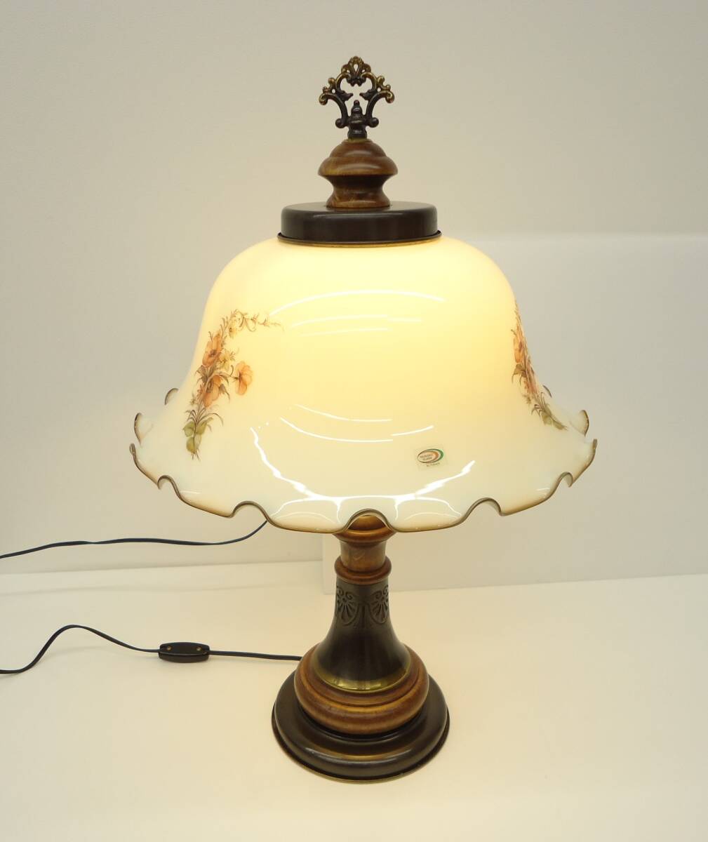 4009 家電祭 キシマ ムラーノガラス SL-937 テーブルランプ レトロ 花柄 点灯確認済 電球 E-26 Murano Glass 