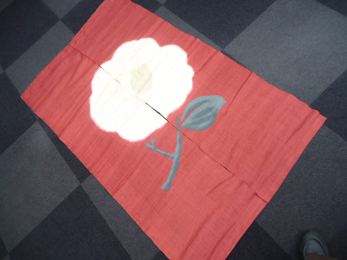 4024 インテリア祭 万葉舎 麻のれん 椿 約145×90