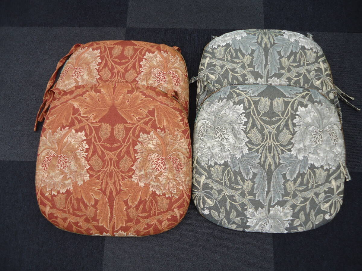 4087 インテリア祭 川島織物 Morris Design Studio モリスデザインスタジオ 椅子用 クッション 赤 グレー 花柄
